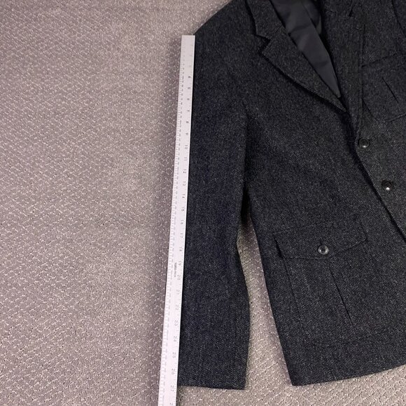 LL Bean Signature Script Tweed Blazer Jacket Sport Coat Men's 46 R Gray Donegal - Picture 12 of 15